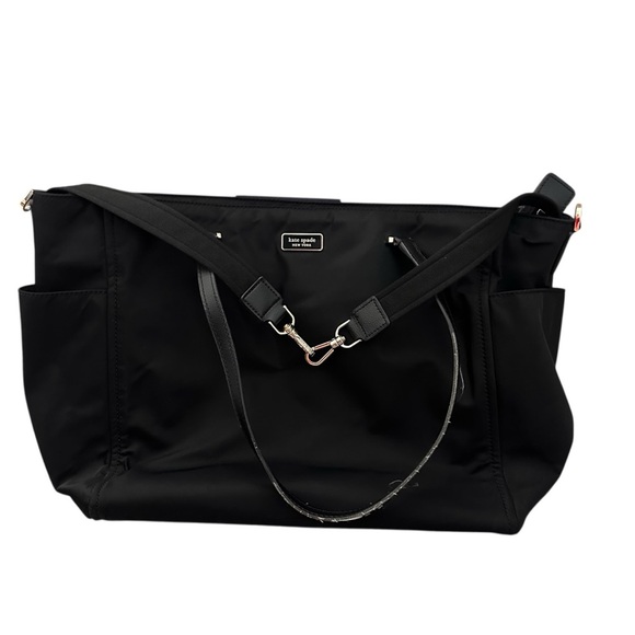 Kate Spade Black Nylon Diaper Tote Bag Large Travel Work Carryall - Picture 1 of 14